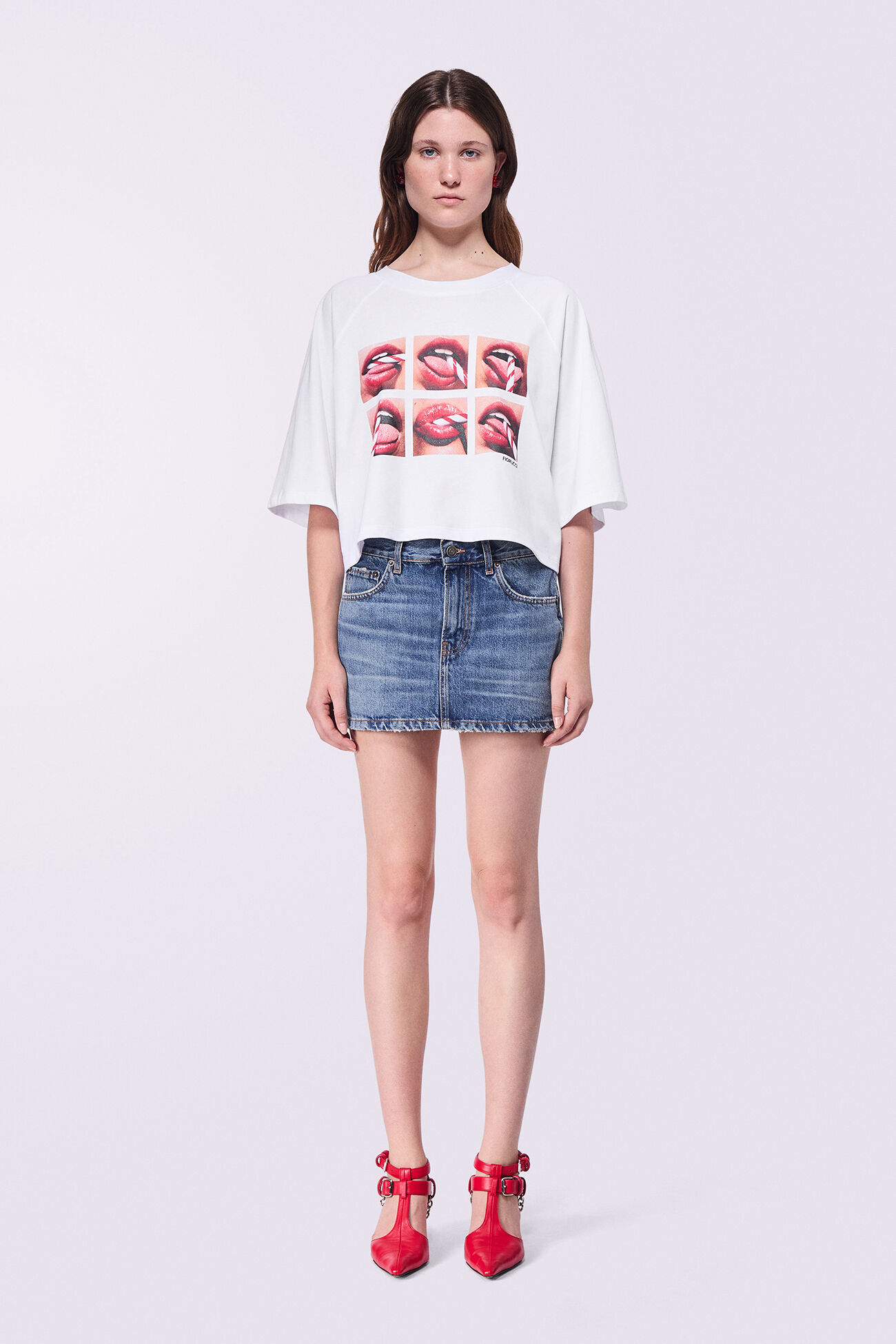 Unisex Mouth Crop T-Shirt White